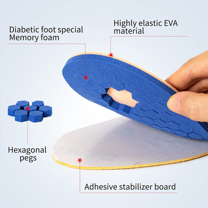 Diabetic Insole-Off Loading Insole Removable Peg Insoles-1 Pair Foot Ulcer Insole-for Men and Women Foot Pain Relief