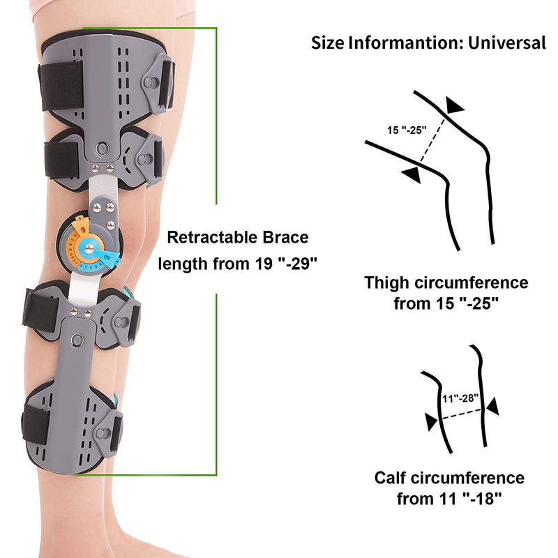 Hinged Knee Brace ROM Knee Immobilizer Brace Leg Braces Orthopedic Patella Knee Brace Knee Immobilizer Brace Support Orthosis